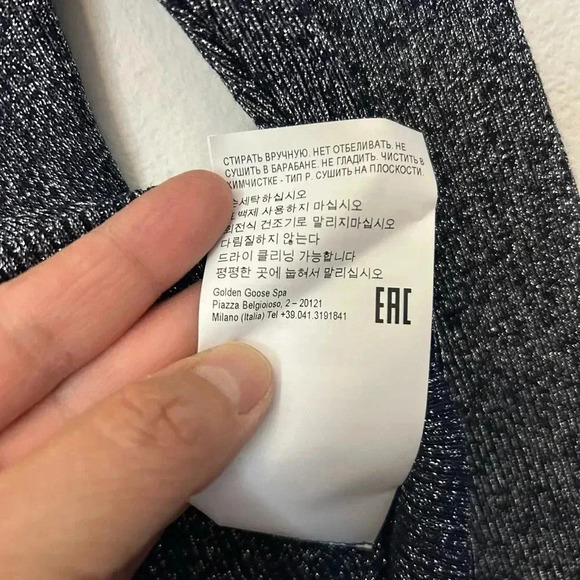 Golden Goose Venezia Pullover blouse Shimmery Blue Turtleneck Sz S Party - Picture 13 of 16